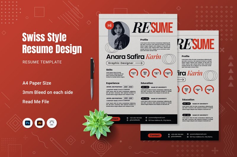 Swiss Style Resume (by FannanStudio)