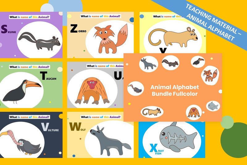 Teaching Material Alpabhet Cute Animal (by VeniaStudio)