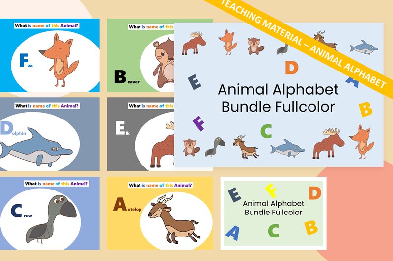Teaching Material Book Animal Name a-F (by VeniaStudio)