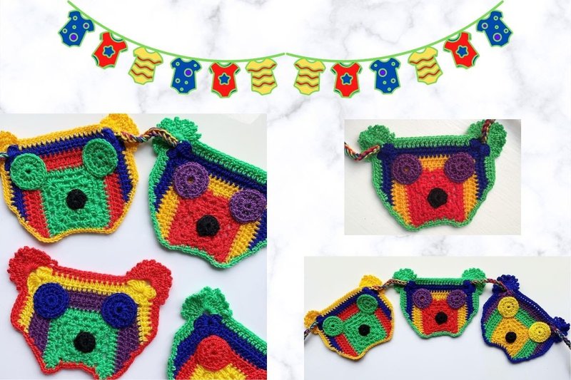 Teddy Bear Crochet Appliqué Bunting DIY (by nadia12)