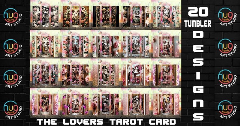 The Lovers Tarot Card Tumbler Bundle (by HugHang Art Studio)