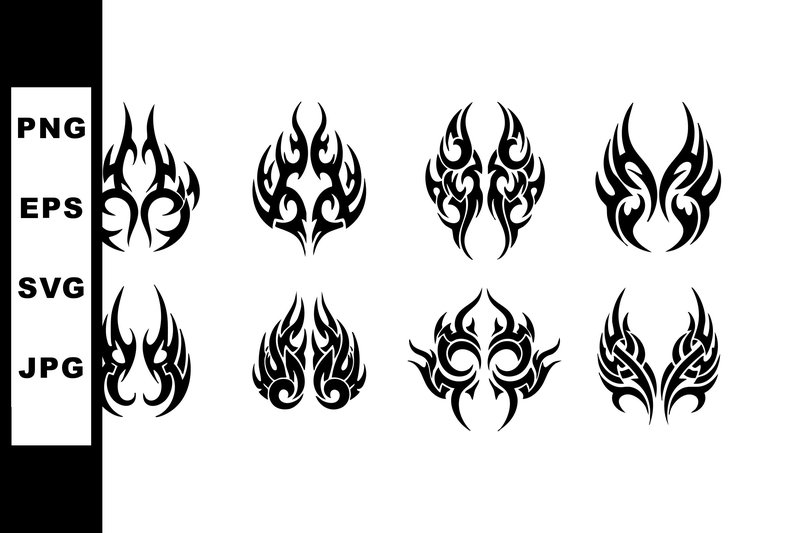 Tribal Flame Tattoo Designs Set (by SVGdesigns)