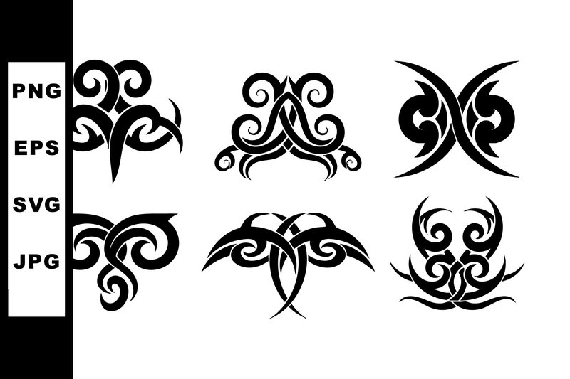 Tribal Tattoo Designs Vector Set with Bo (by SVGdesigns)