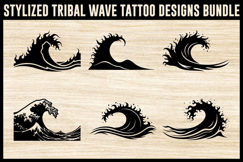 Tribal Wave Tattoo Design Set (by GFXexprt)