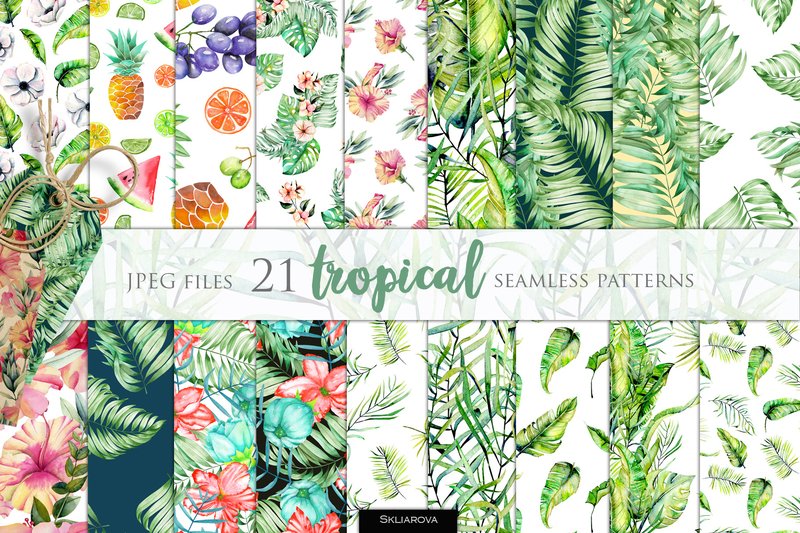 Tropical Patterns Set (by HappyWatercolorShop)