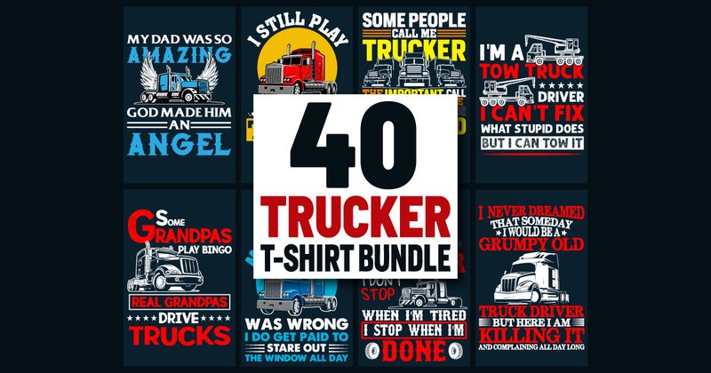 Truck Driver T-Shirt Designs Bundle (by adobeanik)