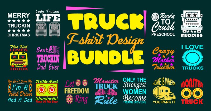 Truck T-shirt Design Bundle (by Rokunur Zaman)