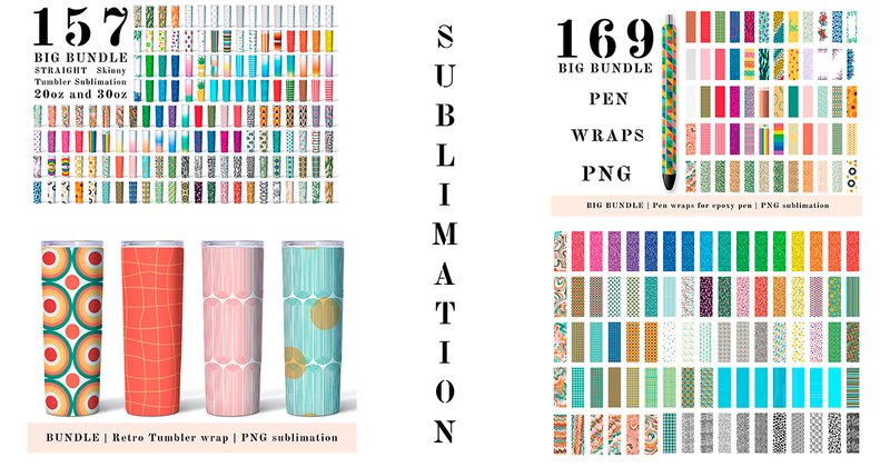 Tumbler and Pen Wrap Sublimation Bundle (by CuteShopClipArt)