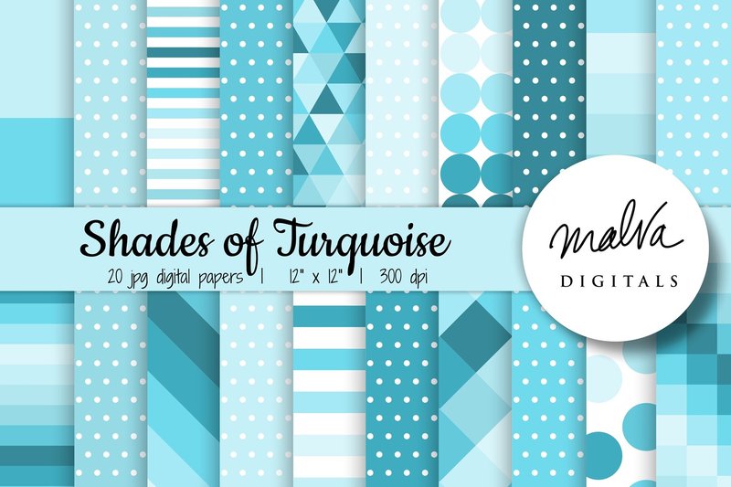 Turquoise Colors Geometric Patterns (by MalvaDigitals)