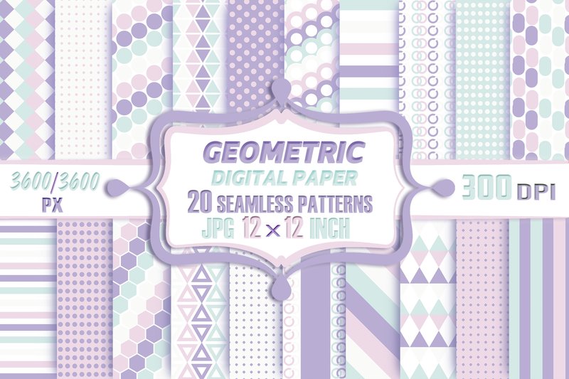 Turquoise & Purple Geometric Patterns (by DIGITAL CREATION)