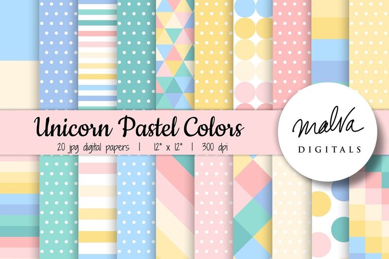 Unicorn Pastel Geometric Patterns (by MalvaDigitals)