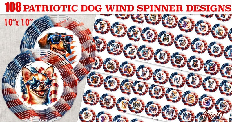 USA Patriotic Dog Wind Spinner Designs Bundle (by Angel-A)