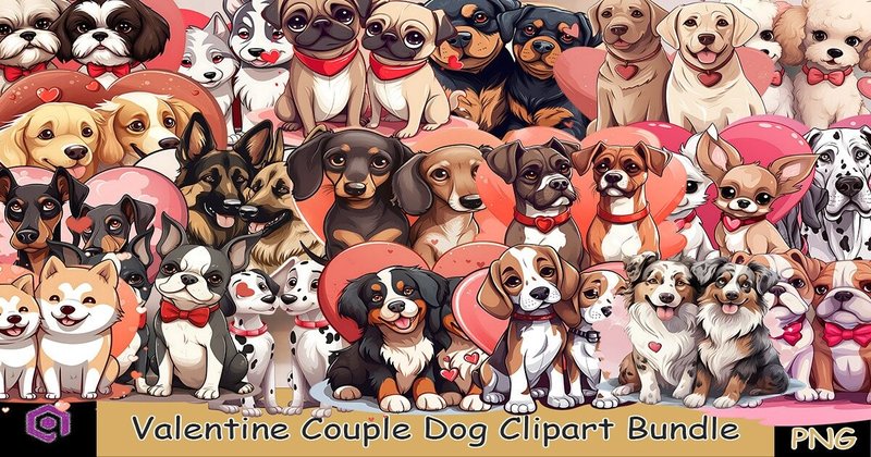 Valentine Couple Dog Clipart Bundle (by Quoteer)