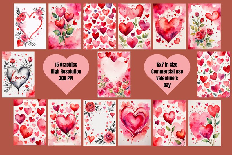 Valentines Cards, 5x7 Commercial Use (by diwareart)