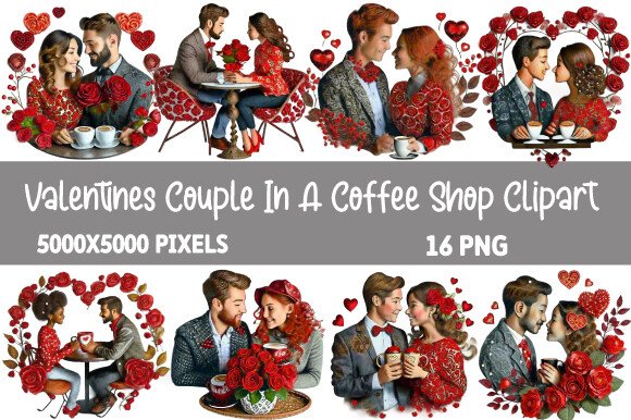 Valentines Couple in a Coffee Shop Clipa (by DESIGN ART)