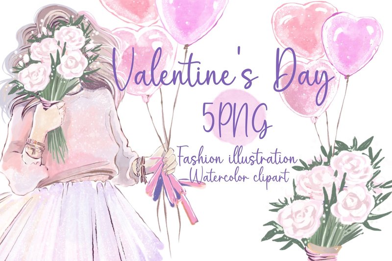 Valentine's Day Fashion Illustration Clip (by Shabbypie)