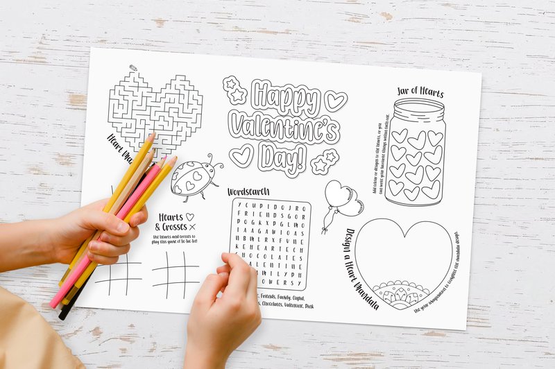 Valentine's Kids Activities Placemat (by Muse & Foundry)