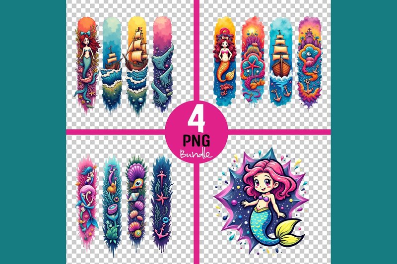 Vibrant Mermaid Nail Art Designs Bundle (by Design BLOOM)