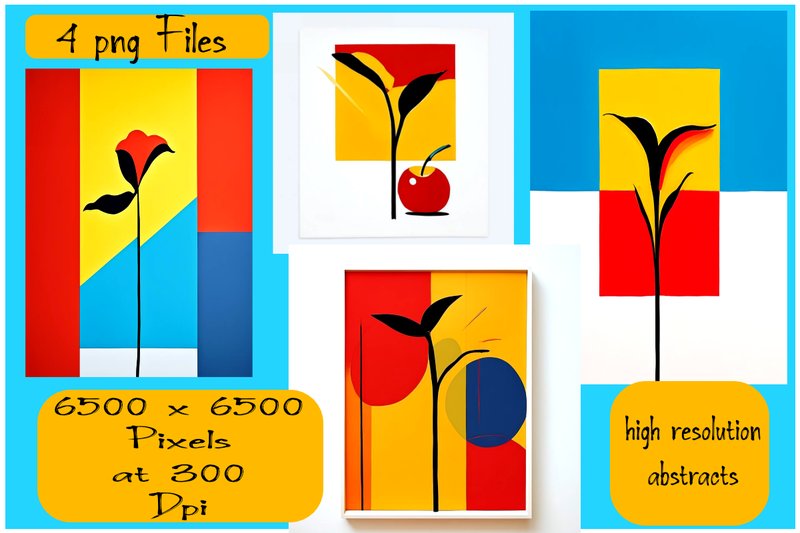 Vibrant Minimalism: Abstract AI Art Set (by Annie's AI Art)