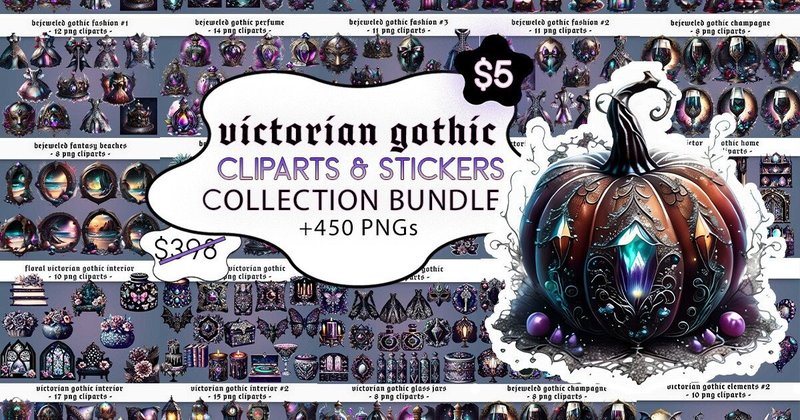 Victorian Gothic Clipart Bundle (by EdeniaArtStudio)