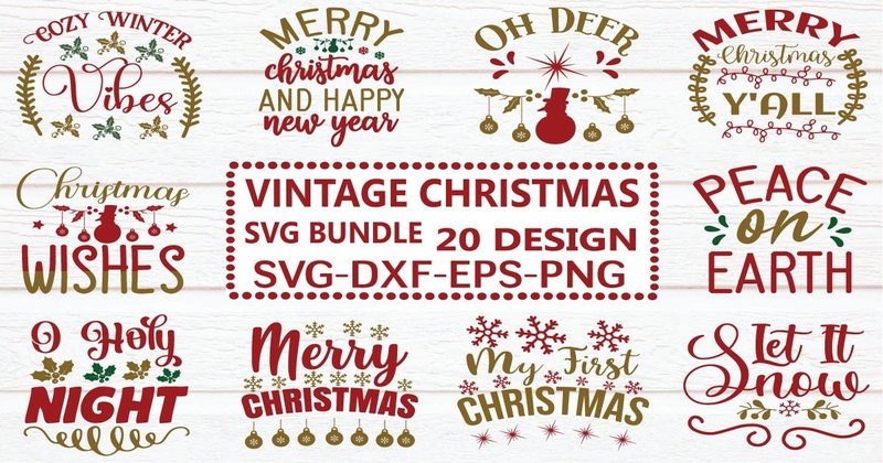 Vintage Christmas SVG Bundle (by Svg Design Shop)