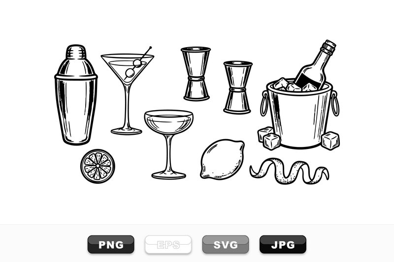 Vintage Cocktail Bar Clipart Set (by SVGdesigns)
