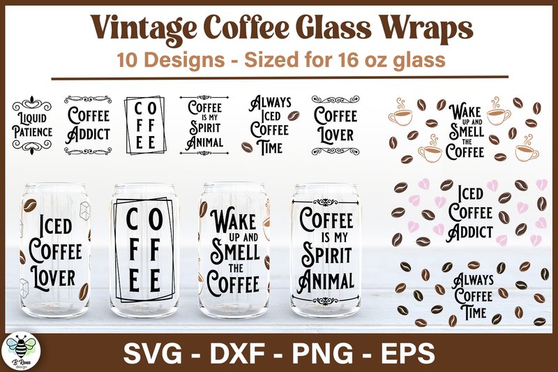 Vintage Coffee Libbey Glass SVG Wraps (by B Renee Design)