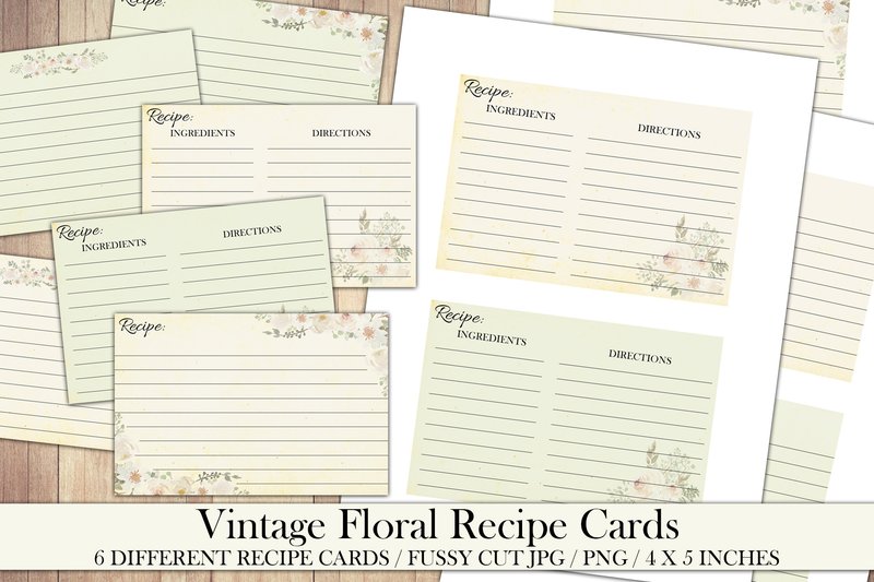 Vintage Floral Recipe Cards (by NiftyCraftyHouse)