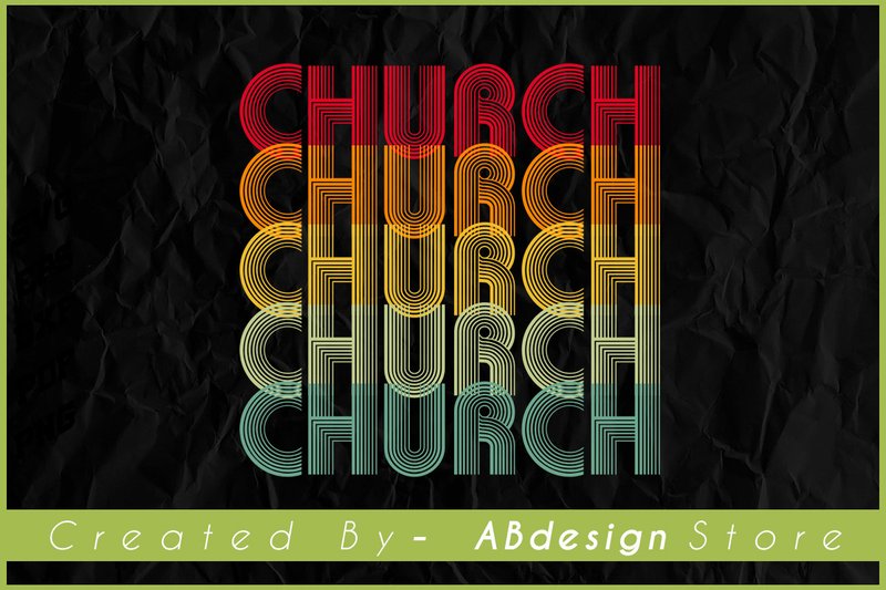 Vintage Retro Church  Sublimation Design (by ABdesignStore)