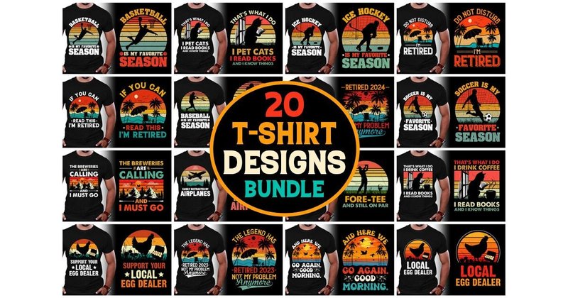 Vintage Retro Sunset T-Shirt Designs (by T-Shirt Design Bundle)