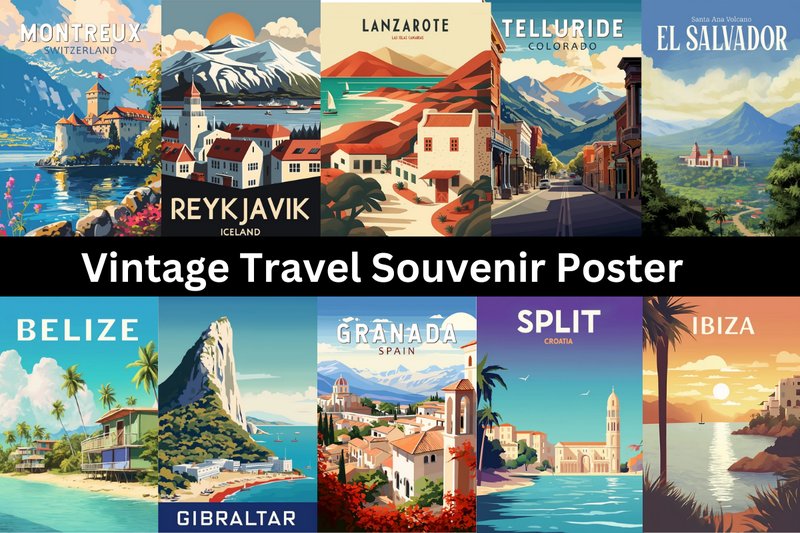 Vintage Travel Souvenir Poster (by Chic And Sleek Designs)