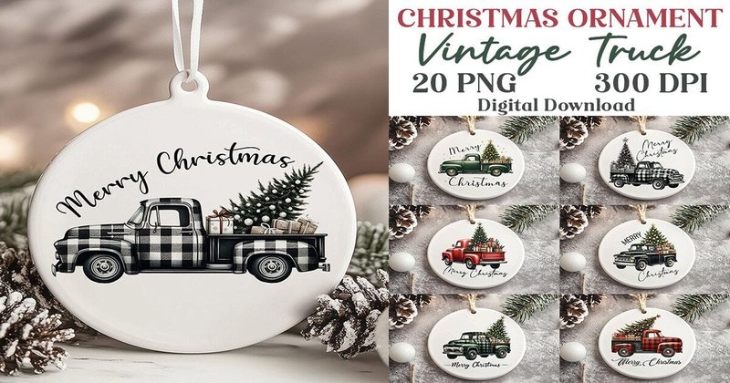 Vintage Truck Christmas Ornament Bundle (by Mulew)