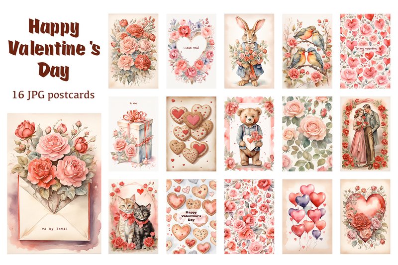 Vintage Valentine's Cards (by ApetekMarket)