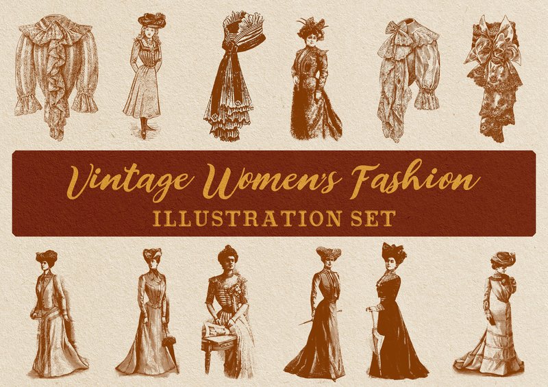 Vintage Women's Fashion Illustration Set (by ekysanti23)