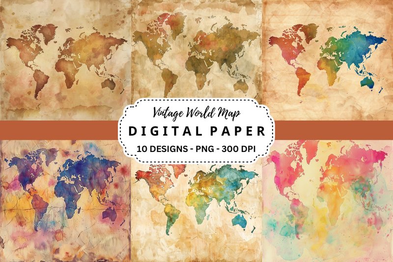 Vintage World Map Background (by pcudesigns)