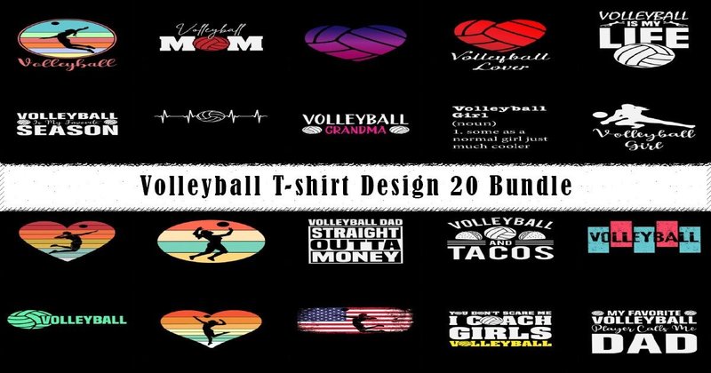 Volleyball Graphic T-Shirt Bundle (by vecstockdesign)