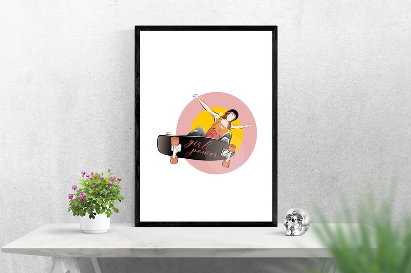 Wall Art, Skater Girl, Printable Art (by artinrhythm)
