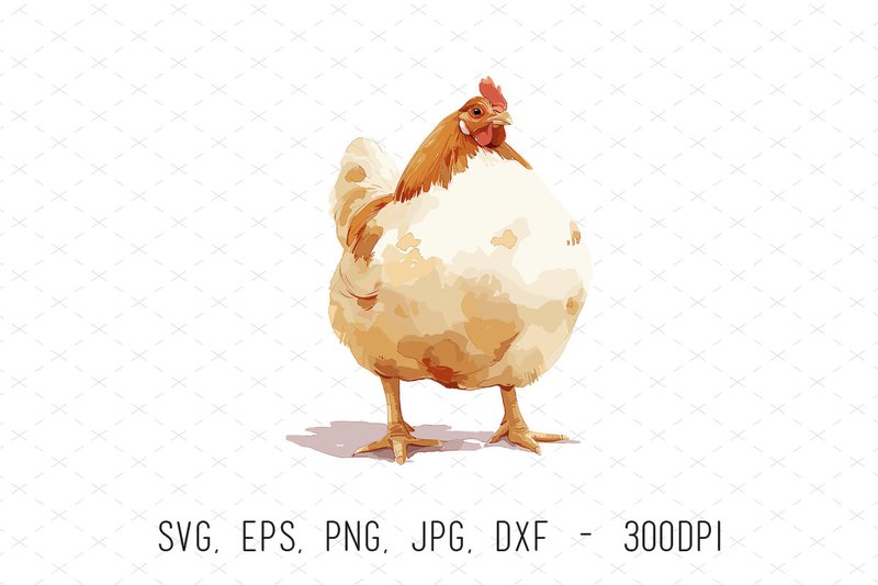 Watercolor Chicken Farm Animal Clipart (by ArtCursor)