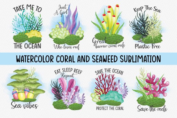 WaterColor Coral Reef Clipart (by Creative Pinky)