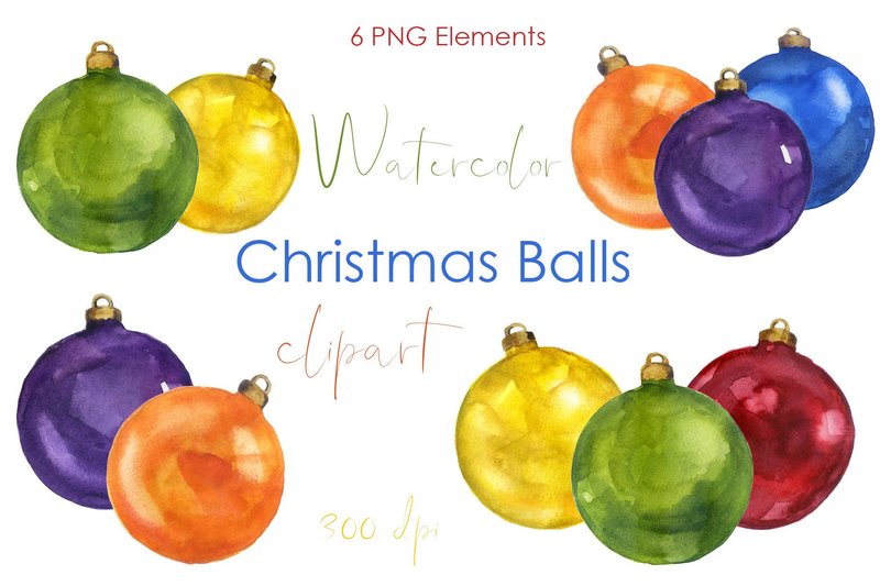 Watercolor Cristmas Balls. Holiday Decor (by KomtsyanTatyanaArt)