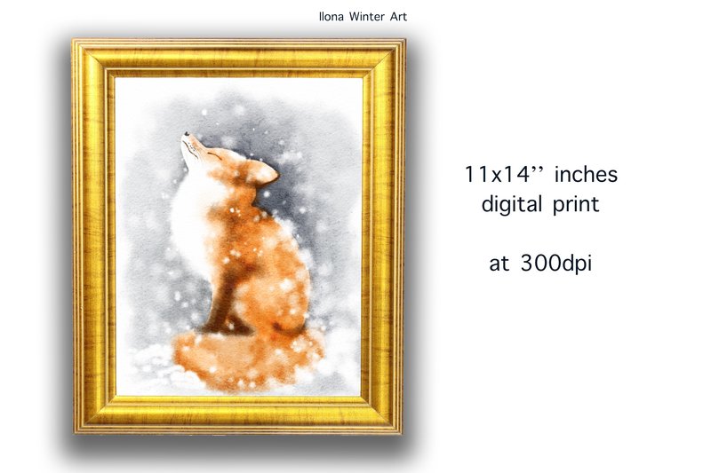 Watercolor Cute Fox Printable Wall Art (by Ilona Creates)