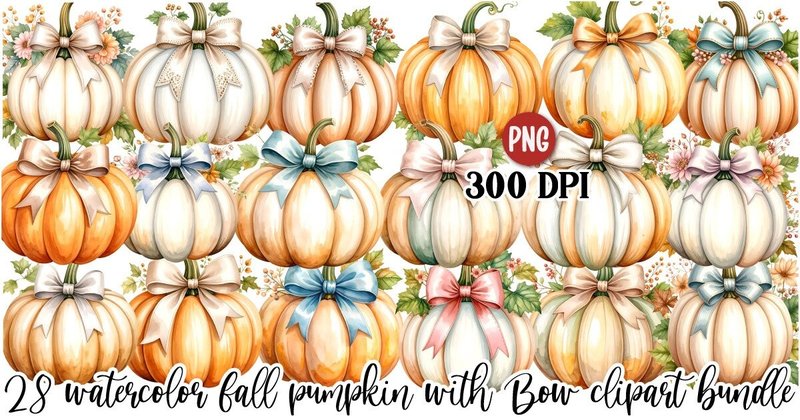 Watercolor Fall Pumpkin Clipart Bundle (by Art King @)