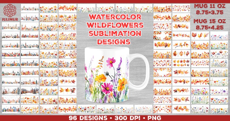 Watercolor Seasonal Mug Design Bundle (by julimur)