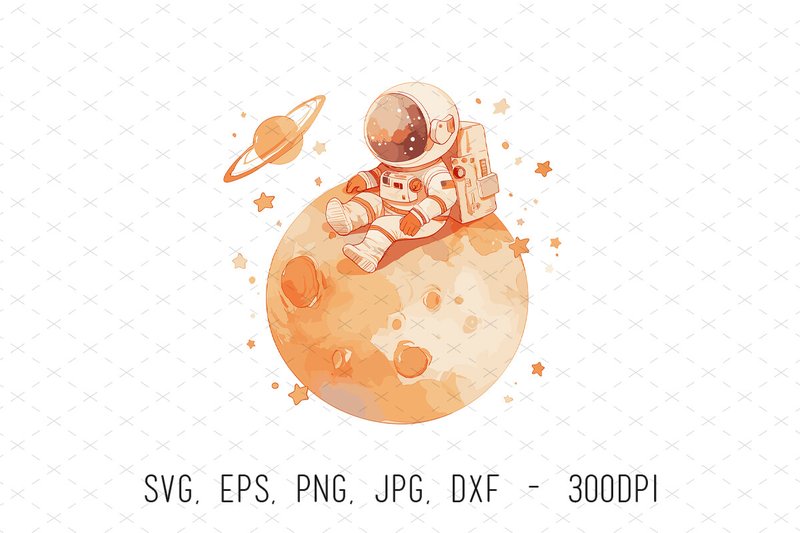 Watercolor Space Astronaut Nursery Decor (by ArtCursor)