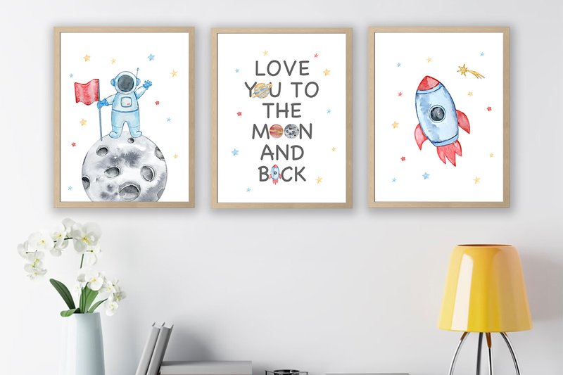 Watercolor Space Nursery Wall Art (by Svetlana)