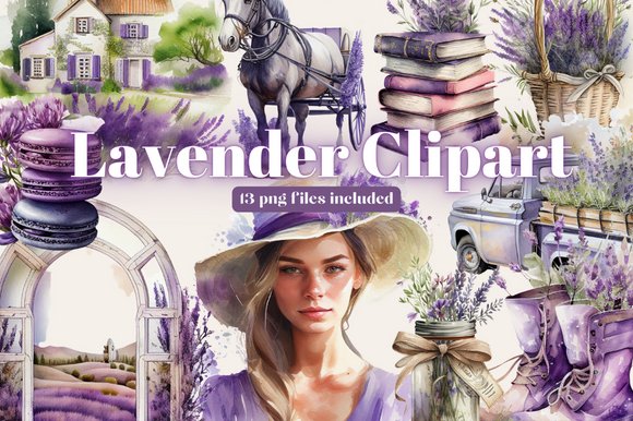 Watercolour Lavender Cottagecore Clipart (by thewilddaisy123)