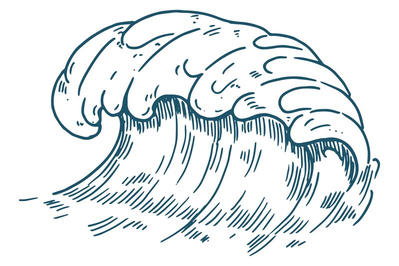 Wave Motion Drawing. Surfing Ocean Water (by ladadikart)