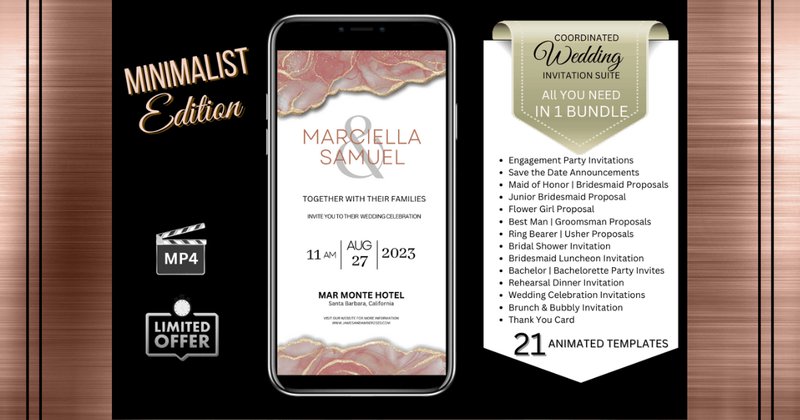 Wedding Invitations - Classic Pink Marble Bundle (by Studio21)