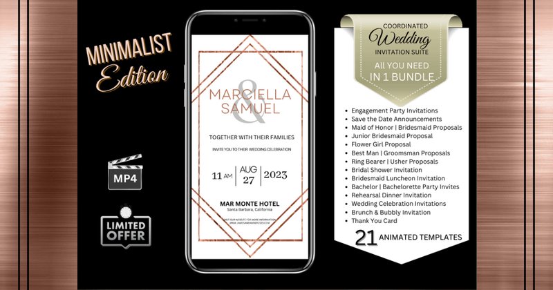 Wedding Invitations - Minimalist Rose Gold Bundle (by Studio21)