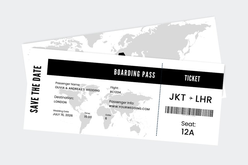 Wedding Save the Date Boarding Pass (by Azhartpaper)